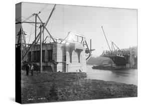 Fremont Bridge Construction Photograph - Seattle, WA-Lantern Press-Stretched Canvas