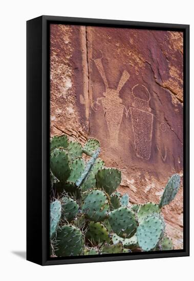 Fremont Culture petroglyphs in canyon of Sand Creek, Utah, USA-Scott T. Smith-Framed Stretched Canvas