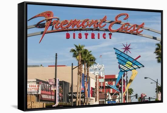 Fremont Street and Neon Sign, Las Vegas, Nevada, United States of America, North America-Michael DeFreitas-Framed Stretched Canvas