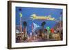 Fremont Street and Neon Sign, Las Vegas, Nevada-Michael DeFreitas-Framed Photographic Print