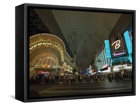 Fremont Street, the Older Part of Las Vegas, at Night, Las Vegas, Nevada, USA-Robert Harding-Framed Stretched Canvas