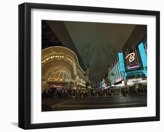 Fremont Street, the Older Part of Las Vegas, at Night, Las Vegas, Nevada, USA-Robert Harding-Framed Photographic Print