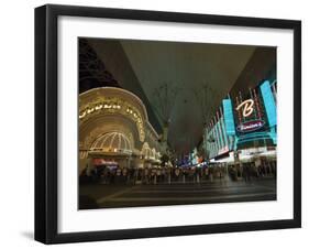 Fremont Street, the Older Part of Las Vegas, at Night, Las Vegas, Nevada, USA-Robert Harding-Framed Photographic Print