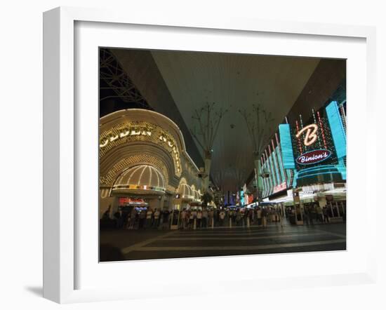 Fremont Street, the Older Part of Las Vegas, at Night, Las Vegas, Nevada, USA-Robert Harding-Framed Photographic Print