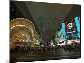 Fremont Street, the Older Part of Las Vegas, at Night, Las Vegas, Nevada, USA-Robert Harding-Mounted Photographic Print