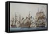 French 74-Gun Ship Being Attacked by Two English Ships-null-Framed Stretched Canvas