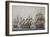 French 74-Gun Ship Being Attacked by Two English Ships-null-Framed Giclee Print