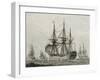 French 74-Gun Ship Escorting Convoy of Merchant Ships-null-Framed Giclee Print