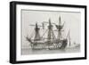 French 74-Gun Ship Moored in Harbor, by Jan Beaugean, 18th Century-null-Framed Giclee Print