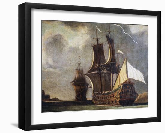 French 74-Gun Ship, Oil on Canvas, 17th Century-null-Framed Giclee Print