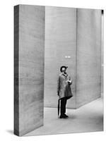 French Actor Jacques Tati Looking at the High Ceiling of an Office Lobby-Yale Joel-Stretched Canvas