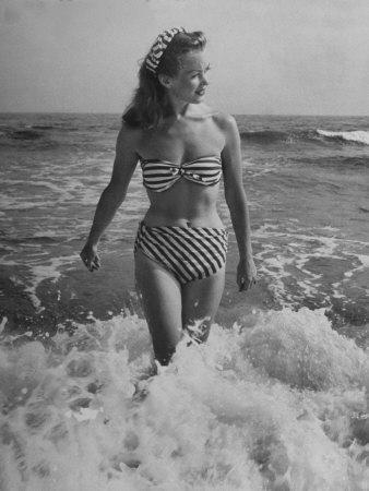 French Actress Barbara Laage Wearing Makeshift Two-Piece Bathing