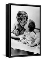 French Actress Micheline Presle with Daughter Tonie Marshall (7) August 9, 1958-null-Framed Stretched Canvas