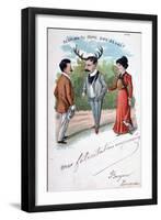 French Adultery Caricature Postcard, C1900-null-Framed Giclee Print