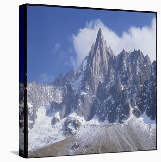 French Alps: the Dru Mountain (3750 Metres High) Viewed from Chamonix-null-Stretched Canvas
