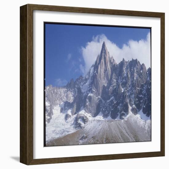 French Alps: the Dru Mountain (3750 Metres High) Viewed from Chamonix-null-Framed Photographic Print