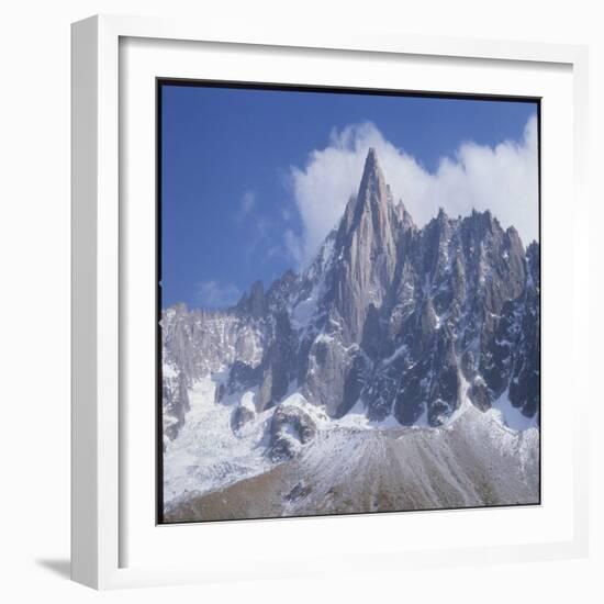 French Alps: the Dru Mountain (3750 Metres High) Viewed from Chamonix-null-Framed Photographic Print