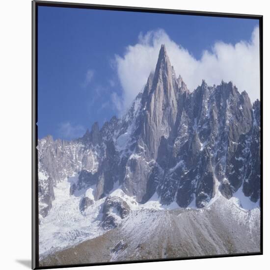 French Alps: the Dru Mountain (3750 Metres High) Viewed from Chamonix-null-Mounted Photographic Print