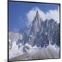 French Alps: the Dru Mountain (3750 Metres High) Viewed from Chamonix-null-Mounted Photographic Print