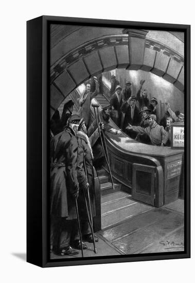 French and British Soldiers Meet in London Underground, WW1-G. Amato-Framed Stretched Canvas