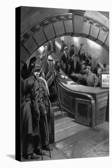 French and British Soldiers Meet in London Underground, WW1-G. Amato-Stretched Canvas