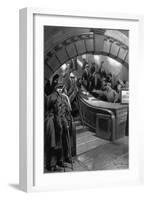 French and British Soldiers Meet in London Underground, WW1-G. Amato-Framed Art Print