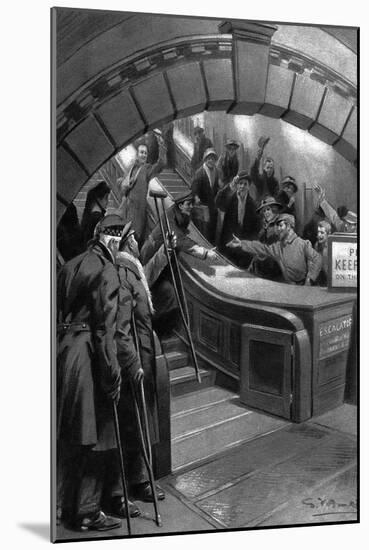 French and British Soldiers Meet in London Underground, WW1-G. Amato-Mounted Art Print