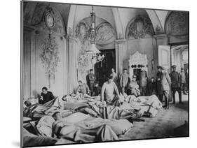 French and German Wounded in a Chateau in France, World War I, 1915-null-Mounted Giclee Print