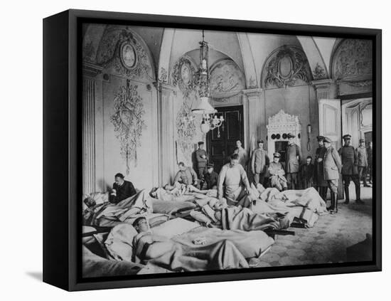 French and German Wounded in a Chateau in France, World War I, 1915-null-Framed Stretched Canvas