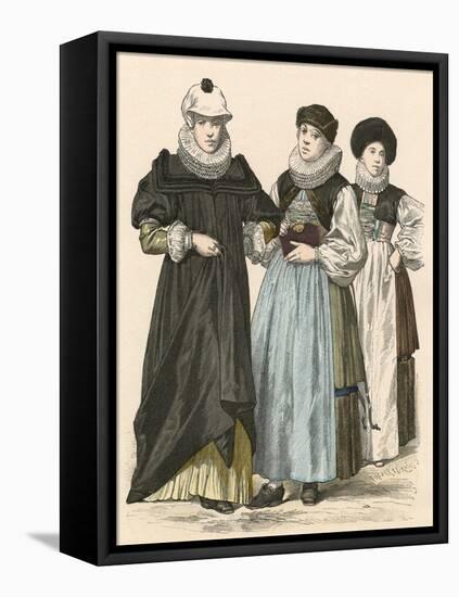 French and Swiss Women-null-Framed Stretched Canvas