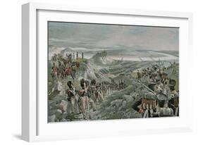 French Army Crossing the Niemen-Felicien Baron De Myrbach-rheinfeld-Framed Giclee Print