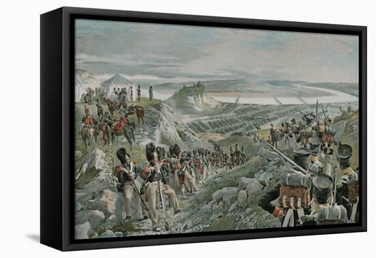 French Army Crossing the Niemen-Felicien Baron De Myrbach-rheinfeld-Framed Stretched Canvas