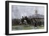 French Army Marching Through Poland in the Rain, Napoleonic Wars-null-Framed Giclee Print