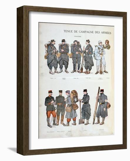 French Army Uniforms, World War One, 1914-null-Framed Giclee Print