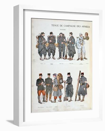 French Army Uniforms, World War One, 1914-null-Framed Giclee Print