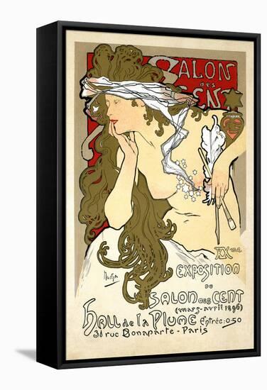 French Art Nouveau Poster "Salon des Cent 20th Exhibition" by Alphonse Mucha, 1896-Piddix-Framed Stretched Canvas