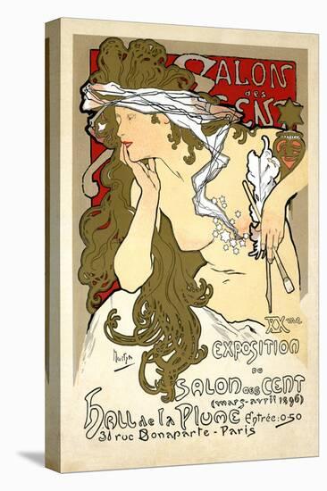 French Art Nouveau Poster "Salon des Cent 20th Exhibition" by Alphonse Mucha, 1896-Piddix-Stretched Canvas