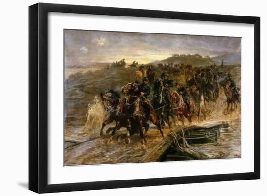 French Artillery Crossing the Flooded Aisne and Saving the Guns, 1915-John Charlton-Framed Giclee Print