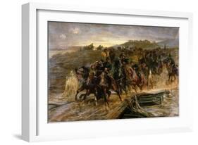 French Artillery Crossing the Flooded Aisne and Saving the Guns, 1915-John Charlton-Framed Giclee Print