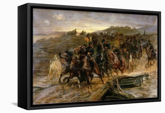 French Artillery Crossing the Flooded Aisne and Saving the Guns, 1915-John Charlton-Framed Stretched Canvas