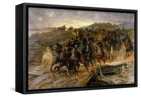 French Artillery Crossing the Flooded Aisne and Saving the Guns, 1915-John Charlton-Framed Stretched Canvas