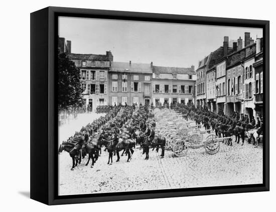 French Artillery with 75Mm Mortars Drawn Up in a Line During World War I-Robert Hunt-Framed Stretched Canvas