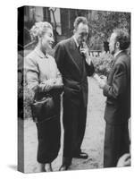 French Author, Albert Camus and His Wife after He Has Won a Nobel Prize for His Writing-Loomis Dean-Stretched Canvas