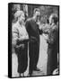 French Author, Albert Camus and His Wife after He Has Won a Nobel Prize for His Writing-Loomis Dean-Framed Stretched Canvas