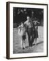 French Author Albert Camus Poised Standing on Lawn, Arms around His Twins Jean and Catherine-Loomis Dean-Framed Premium Photographic Print