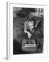 French Authoress Francoise Sagan, Laying on the Floor Typing-Thomas D^ Mcavoy-Framed Premium Photographic Print