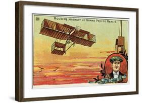 French Aviator Henri Rougier Winning the Grand Prix of Berlin, 1909-null-Framed Giclee Print