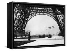 French Aviator Lieutenant Collot Successfully Flies His Biplane Beneath the Tour Eiffel-null-Framed Stretched Canvas