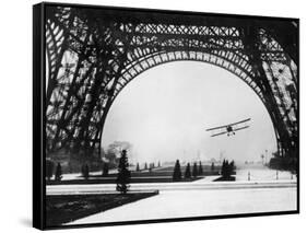 French Aviator Lieutenant Collot Successfully Flies His Biplane Beneath the Tour Eiffel-null-Framed Stretched Canvas