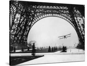 French Aviator Lieutenant Collot Successfully Flies His Biplane Beneath the Tour Eiffel-null-Stretched Canvas